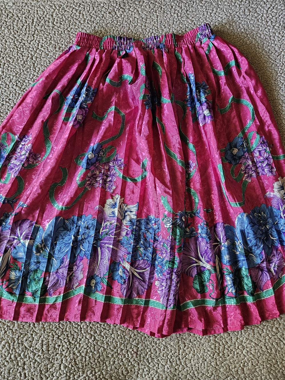 & Other Stories Hot Pink Floral Circle Skirt